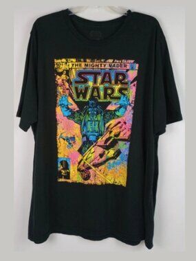 Star‎ Wars 3XL Mens Black Comic Book Cover Mighty Vader Rainbow Graphic Tshirt